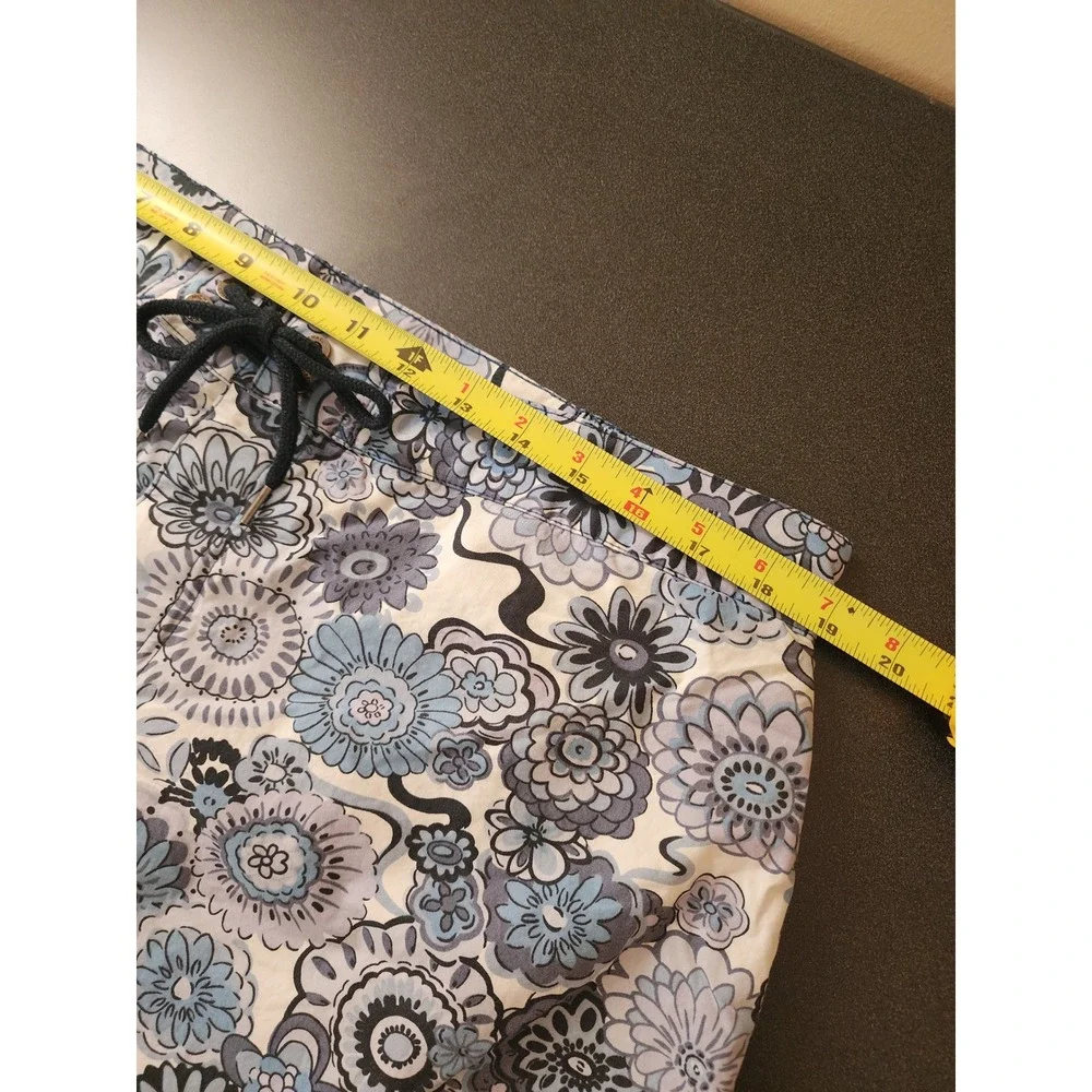 Michael Kors Swim Trunks Men XL Blue Floral Paisley Side Snap Pocket LinedShorts